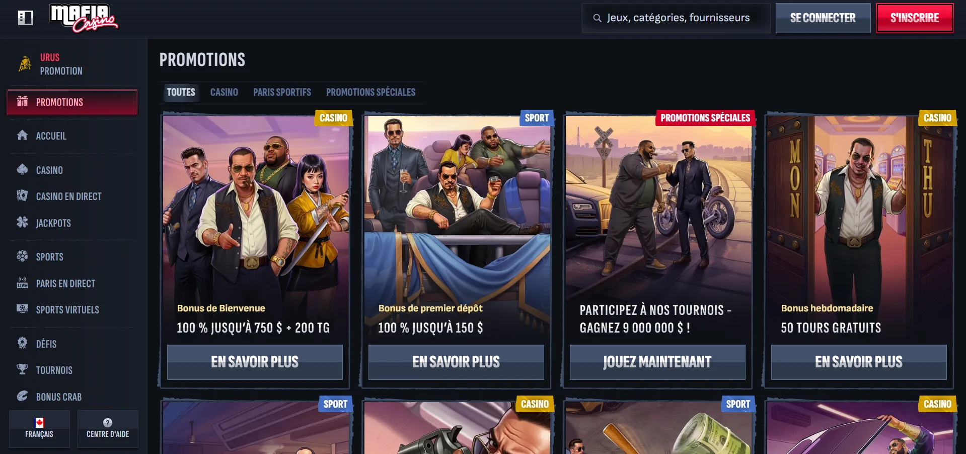 Mafia casino bonus